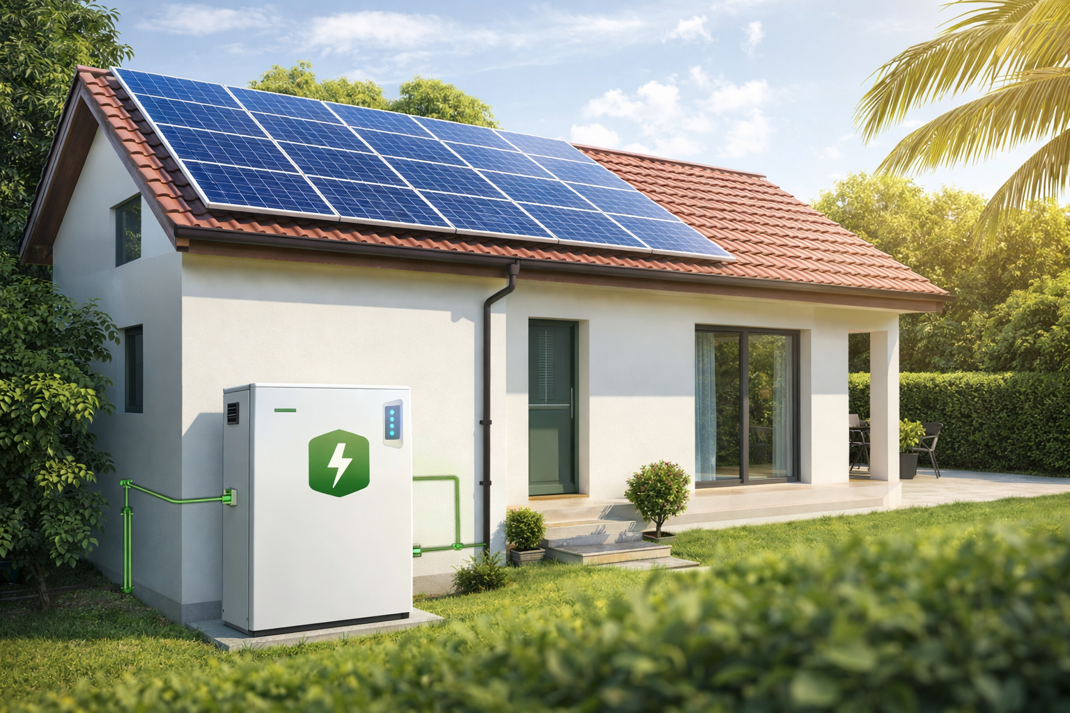 Off-grid solar system with battery backup for home